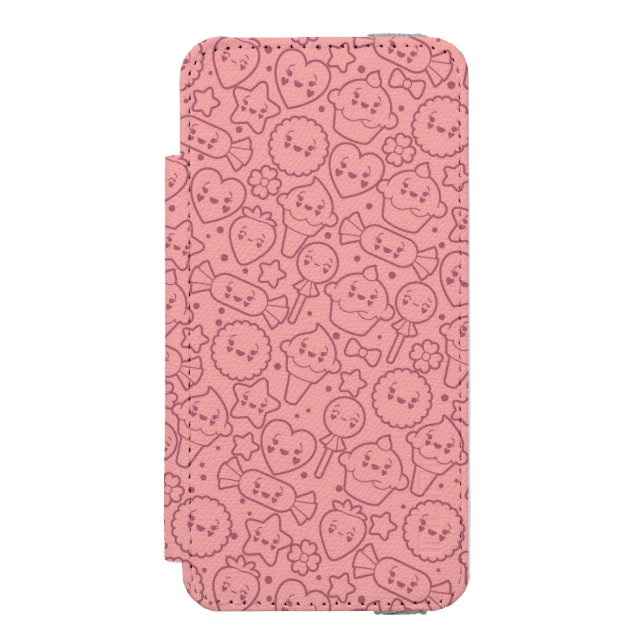 Kawaii Muster mit niedlichen Kuchen Incipio iPhone Geldbeutel-Hülle (Folio Vorderseite)