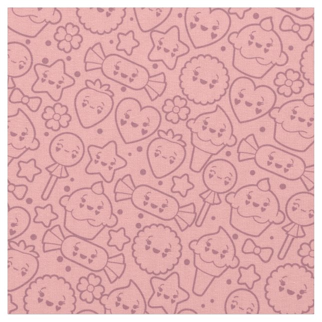 Kawaii Muster mit niedlichen Kuchen Stoff (Nahaufnahme)