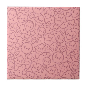 Kawaii-Muster mit süßen Kuchen Fliese