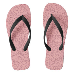 Kawaii-Muster mit süßen Torten Flip Flops