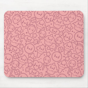 Kawaii-Muster mit süßen Torten Mousepad