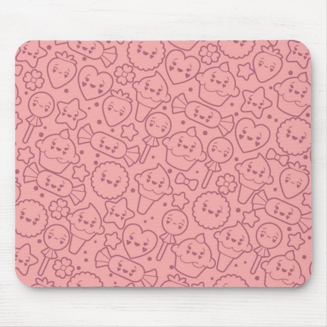 Kawaii-Muster mit süßen Torten Mousepad (Vorne)
