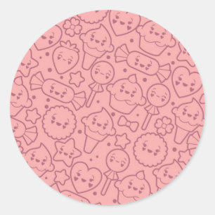 Kawaii-Muster mit süßen Torten Runder Aufkleber