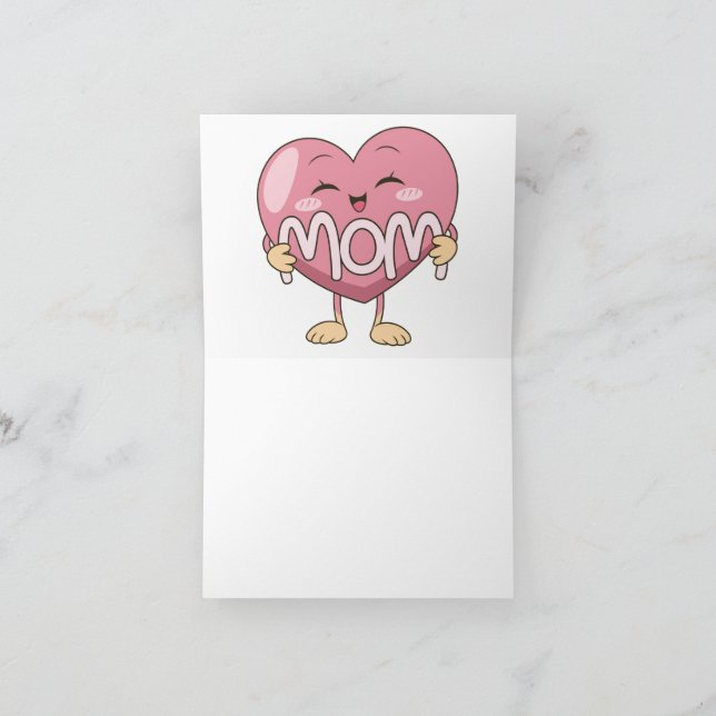 Kawaii-Mutter-Herzumarmungs-Design Dankeskarte (Innenseite)