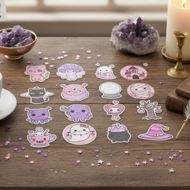 Kawaii Mystical Haunts Sticker Pack (Pastel Fairies, Monsters & Enchanted Wonders)