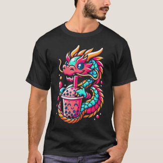 Kawaii Mythical Animals Kid Boba Tea Dragon T-Shirt