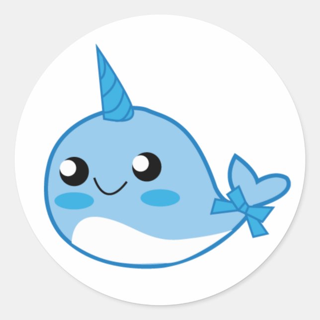 Kawaii Narwal Stickers (Vorderseite)