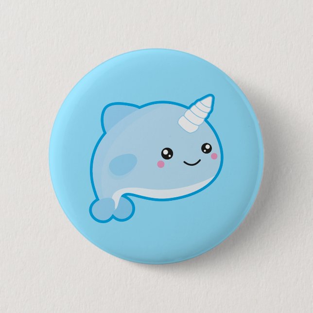 Kawaii Narwhal Button (Vorderseite)