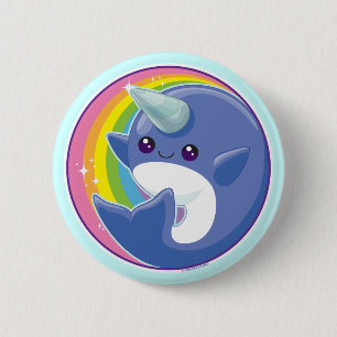 Kawaii Narwhal Button