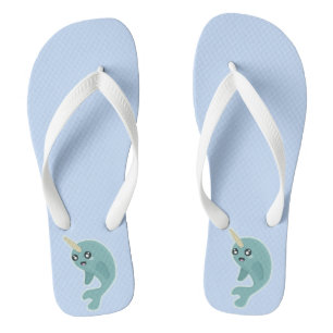 Kawaii Narwhal Flip Flops