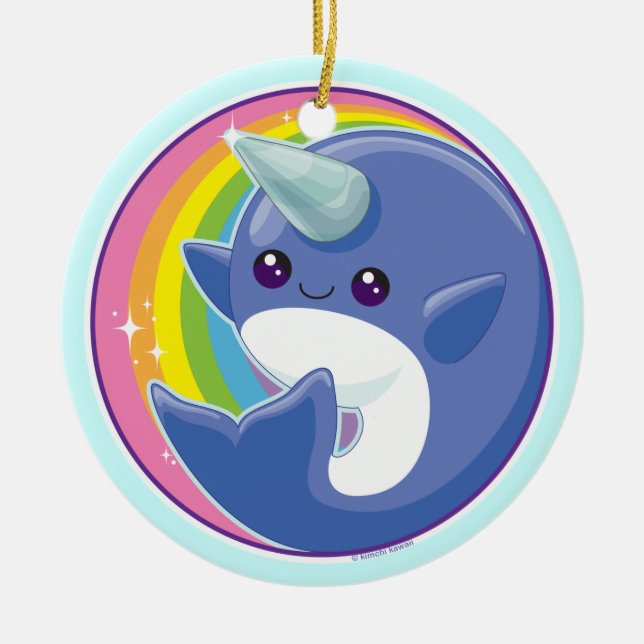 Kawaii Narwhal Keramikornament (Vorne)