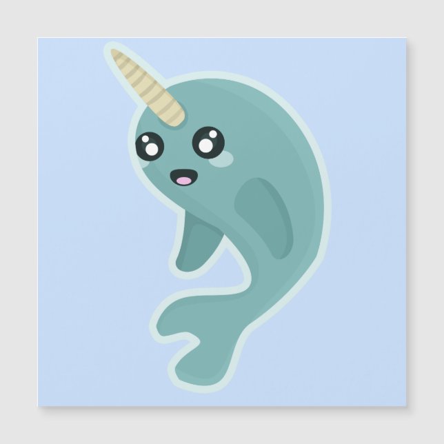 Kawaii Narwhal Magnetkarte (Vorderseite)
