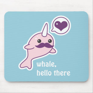 Kawaii Narwhal mit dem Schnurrbart Mousepad