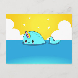 Kawaii Narwhal Postkarte