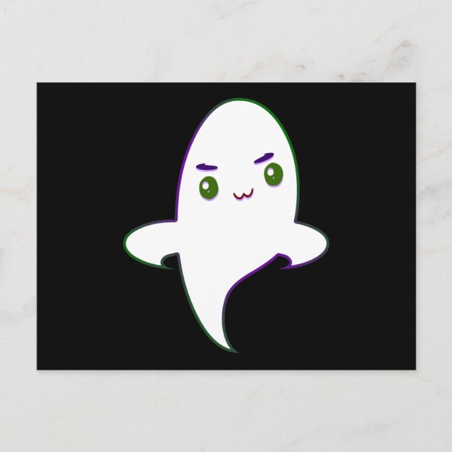 Kawaii Naughty Halloween Ghost Postkarte (Vorderseite)