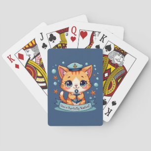 Kawaii Nautical Cat Sailing Anchor Pub Spielkarten