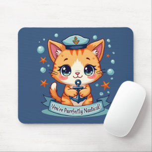 Kawaii-Nautik-Katze-Segel-Anker-Wortspiel Mousepad