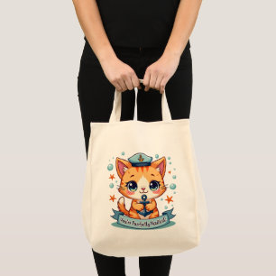 Kawaii-Nautik-Katze-Segel-Anker-Wortspiel Tragetasche