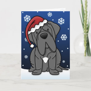 Kawaii Neapolitan Mastiff Weihnachtskarte Feiertagskarte