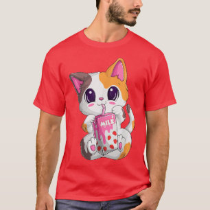 Kawaii Neko Erdbeermilch für Frauen und Mädchen An T-Shirt