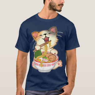 Kawaii Neko Niedlich Ramen Cats Japanisches Noodle T-Shirt