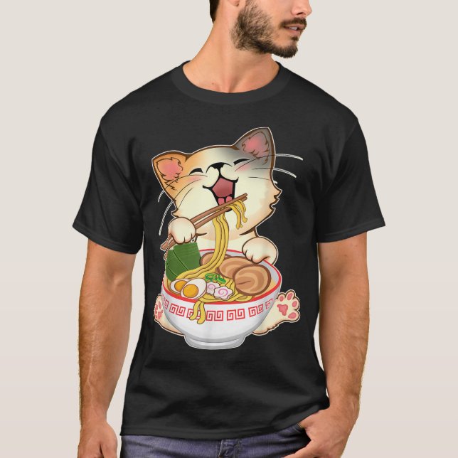 Kawaii Neko Ramen Niedlich Ramen Cat Japanischer N T-Shirt (Vorderseite)