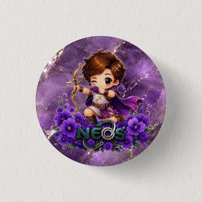 Kawaii Neos Zodiac Schütze Button (Vorderseite)