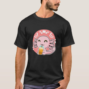 Kawaii Niedlich Anime Axolotl Boba Tea Blase Milch T-Shirt