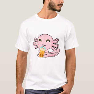 Kawaii Niedlich Anime Axolotl Boba Tea Blase Milch T-Shirt