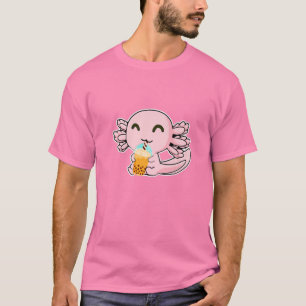Kawaii Niedlich Anime Axolotl Boba Tea Bubble Milk T-Shirt