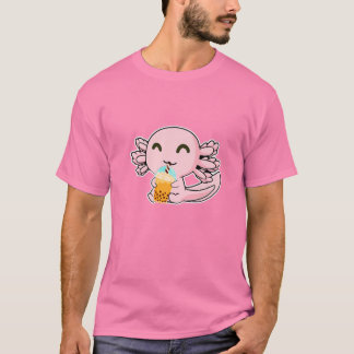 Kawaii Niedlich Anime Axolotl Boba Tea Bubble Milk T-Shirt