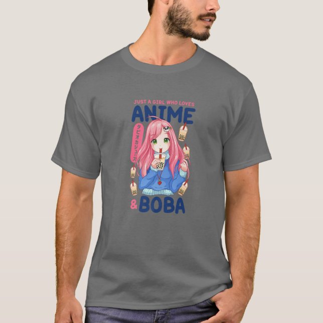 Kawaii Niedlich Anime Girl Otaku Japanischer Boba  T-Shirt (Vorderseite)