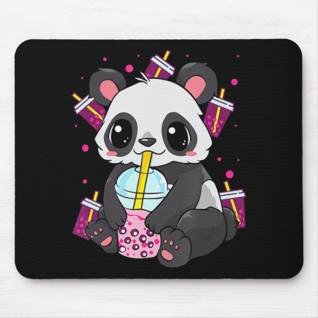 Kawaii Niedlich Anime Panda Boba Bubble Tee Otaku  Mousepad (Vorne)