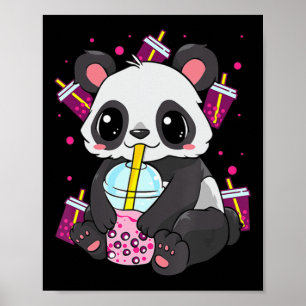 Kawaii Niedlich Anime Panda Boba Bubble Tee Otaku Poster
