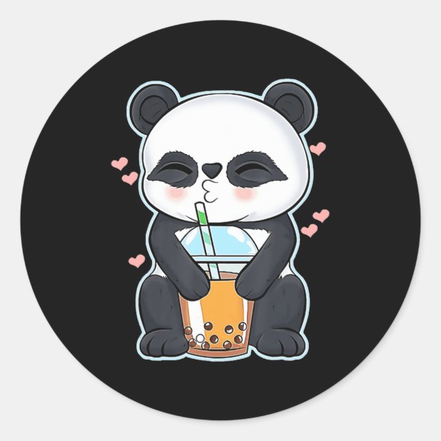 Kawaii Niedlich Anime Panda Boba Bubble Tee Otaku  Runder Aufkleber (Vorderseite)