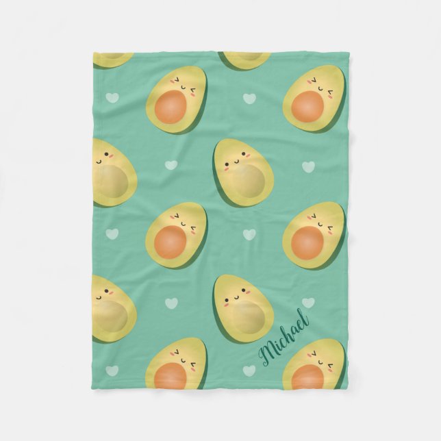 Kawaii Niedlich Avocados vermeiden Pattern Fleecedecke (Vorderseite)