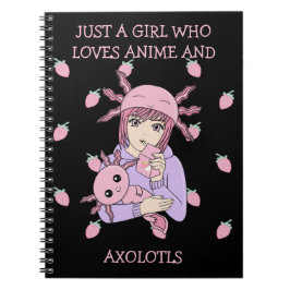 Kawaii Niedlich Axolotl Strawberry Milk Anime Notizblock