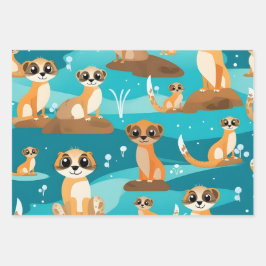 Kawaii Niedlich Baby Meerkats Geschenkpapier Set