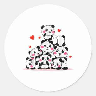Kawaii Niedlich Baby Panda Pile mit Red Hearent Va Runder Aufkleber