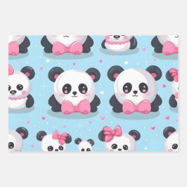 Kawaii Niedlich Baby Pandas Geschenkpapier Set