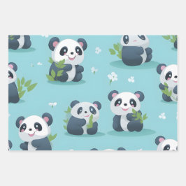 Kawaii Niedlich Baby Pandas Geschenkpapier Set
