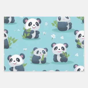 Kawaii Niedlich Baby Pandas Geschenkpapier Set