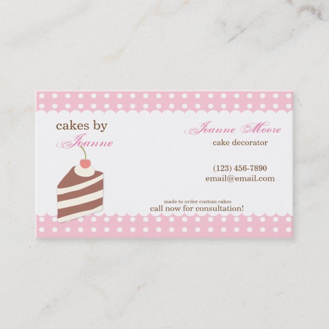 Kawaii NIEDLICH Cake Bakery Business Card Visitenkarte (Vorderseite)