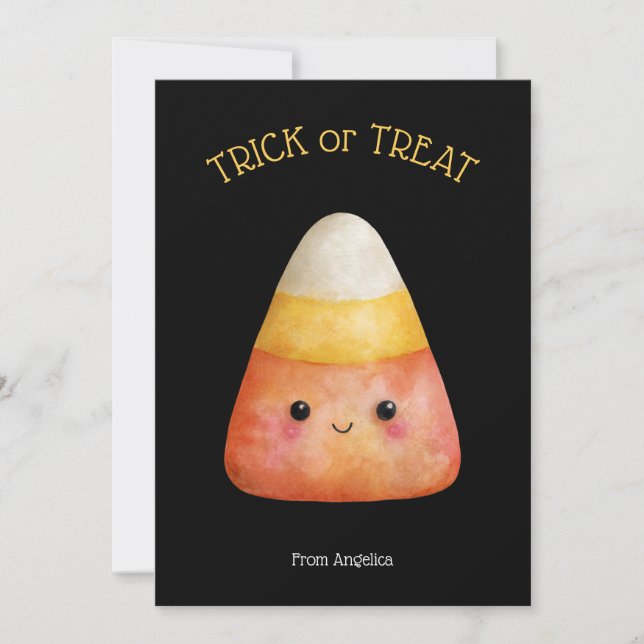 Kawaii Niedlich Candy Corn Kid Halloween Card Einladung (Vorderseite)