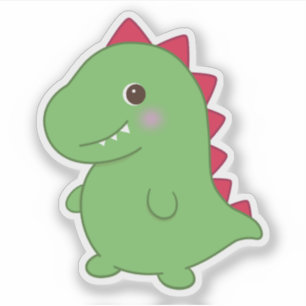 Kawaii Niedlich Chibi Green Dino T-Rex Aufkleber