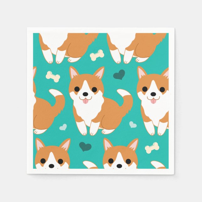 Kawaii Niedlich Corgi Hund - einfaches Illustratio Serviette (Vorderseite)