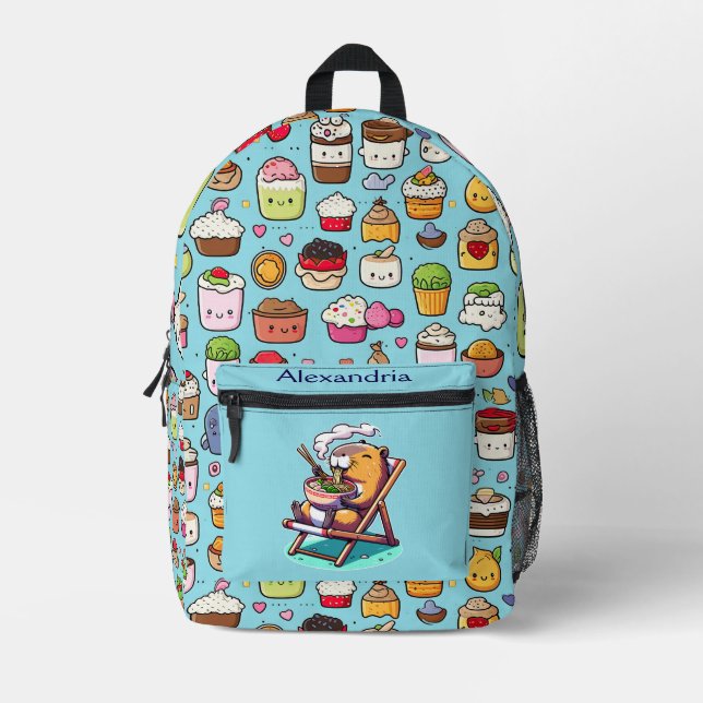 Kawaii Niedlich Custom Ramen Bedruckter Rucksack (Vorderseite)