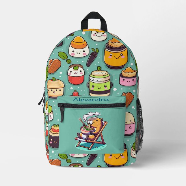 Kawaii Niedlich Custom Ramen Bedruckter Rucksack (Vorderseite)