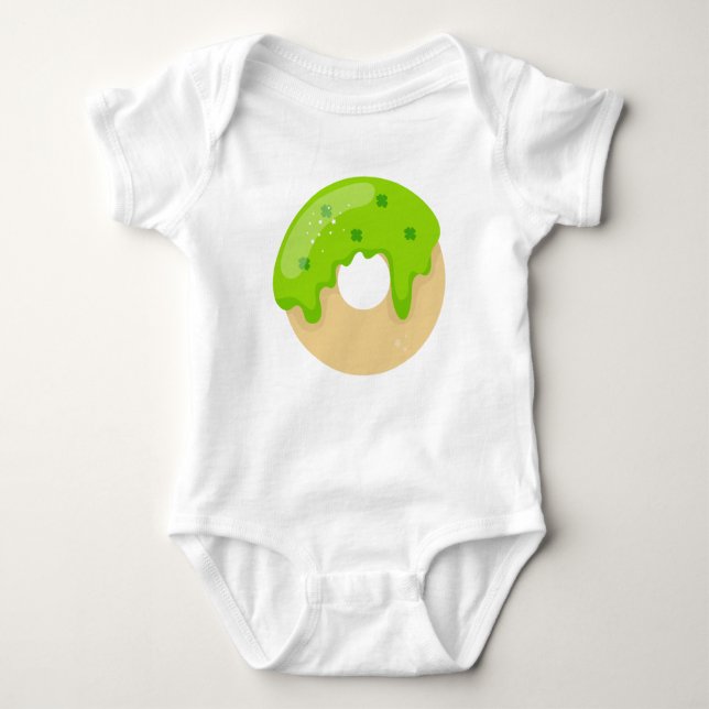 Kawaii Niedlich Donut Green Kleeblatt Zuckerguss S Baby Strampler (Vorderseite)