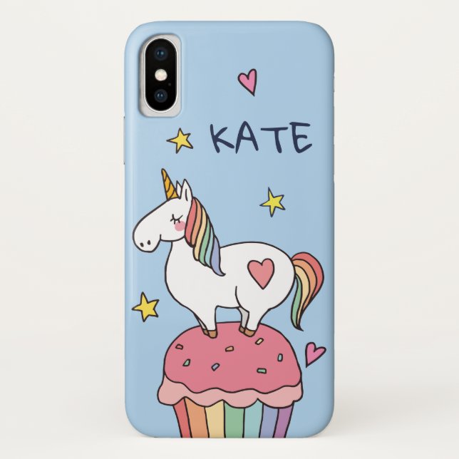 Kawaii Niedlich Doodle Rainbow Unicorn und Stars. Case-Mate iPhone Hülle (Rückseite)